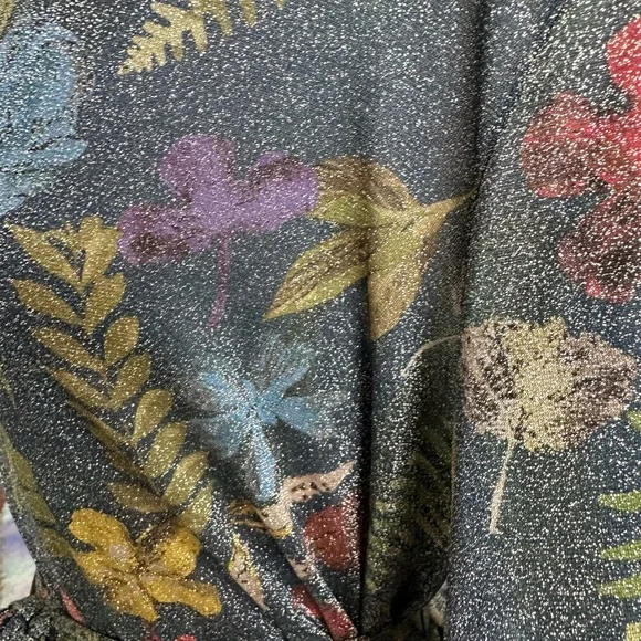 Savage X Fenty Trophy Wife Robe Metallic Island Print Sleeves Faux Fur Size M/L - Picture 15 of 16